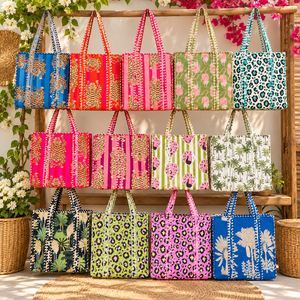 Sac fourre-tout de marché Kantha bohème, grand format, matelassé, fait main, en coton brodé vintage, écologique - Product Image 1