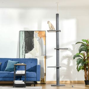 Centro Attività per Gatti Naturale, Torre Rampicante per Gatti da Terra a Soffitto con Posti di Tiraggio in Sisal per Gattini - Product Image 1