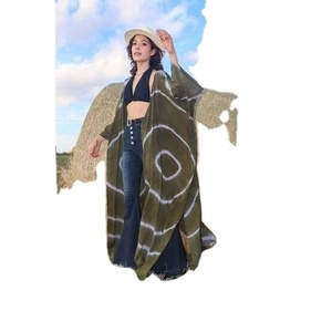Kimono vintage tie-dye fait main en rayonne avec soutien-gorge bandeau à cordon, imprimé numérique, grande taille, motif tricoté, respirant pour femme - Product Image 2