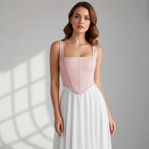 Top Corset de Satén Blanco Personalizado para Mujer |   Bustier con Varillas y Encaje |   Corsé de novia con cuello cuadrado |   Fajas Reductoras de Cintura Hechas a Mano Firmes DHL - Product Image 4