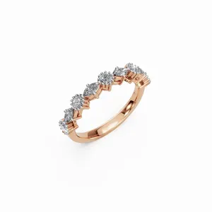 Trendy Design Radiance Lab Grown Diamond Band Marquise & Round Cut 9-Stone IGI Certified <b>Ring</b> in 18K Rose Gold for Women's - Product Image 5