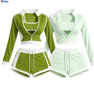 Conjuntos Deportivos de Verano para Mujer, Ropa Urbana Personalizada, Chaqueta de Manga Corta con Cierre y Pantalones Cortos, Conjunto de 3 Piezas, Tendencia en Ventas - Product Image 6