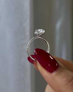Anillo de compromiso con halo de diamantes cultivados en laboratorio, corte pera, venta al por mayor, plata 925, oro 10K 14K, solitario en forma de lágrima, para propuesta de matrimonio, para mujer - Product Image 4