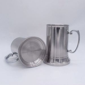 Vente en gros de mugs à bière en acier inoxydable à double paroi avec poignée, logo personnalisé, 450/580 ml - Product Image 2