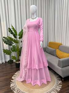 ชุดสัลวาร์ผ้าจอร์เจตต์สีชมพูพร้อมผ้าคลุมไหล่ |   ชุดเดรสออกงานดีไซน์ทันสมัย ลายนูน แห้งเร็ว สำหรับผู้หญิง - มีสินค้าพร้อมส่ง - Product Image 4