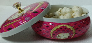 Elegant Pink Decorative Dry Fruit <b>Box</b> with Lid Handcrafted Serving Bowl for Snacks Mukhwas Candy Gift Hamper Festive Table - Product Image 3