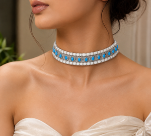 Collar Gargantilla de Lujo para Mujer, Chapado en Oro de 18K, Cadena de Eslabones Ovalados con Engaste de Circonitas, Certificado IGI, para Regalo de Boda - Product Image 6