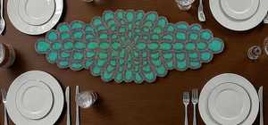 Handmade Embroidered Luxury Design Customized Shape Green Leaf Pattern Eco-Friendly Durable Lightweight <b>Adjustable</b> <b>Table</b> Mat - Product Image 3