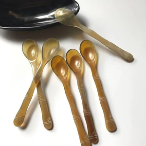 Natural Buffalo Horn Classic Gold Plated Long Handle <b>Serving</b> <b>Spoon</b> Dishwasher Safe Handmade Dining Utensil for Home Restaurant - Product Image 1