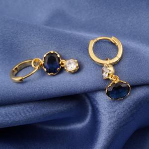 Boucles d'oreilles en saphir bleu naturel, argent sterling 925, plaqué or 14 carats, bijoux vintage de luxe, cadeau élégant pour elle - Product Image 5