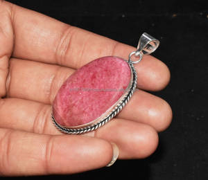 Colgante de Plata de Ley 925, piedras preciosas de rodonita, joyería de piedras preciosas de plata hecha a mano, colgante de plata de Rodonita para collares - Product Image 2