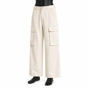 Pantalones Cargo Personalizados para Hombre, de Algodón Twill, Pierna Ancha, Multibolsillos, Casuales, para Trabajo, Color Beige, Venta al Por Mayor, OEM - Product Image 6