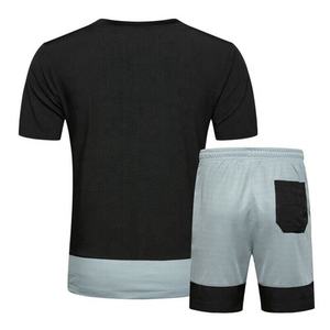 Conjunto de 2 piezas para hombre con bloques de color, camiseta de manga corta informal de verano y pantalones cortos - Product Image 2