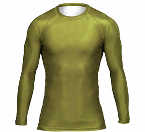 เสื้อแรชการ์ดแขนยาวสีเขียวมะกอกสำหรับผู้ชาย แห้งเร็ว ผลิตจากโพลีเอสเตอร์ ไซส์ผู้ใหญ่ - Product Image 1