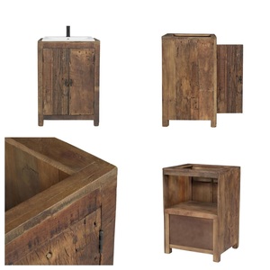 Modern Eco-Friendly Solid Mango Wood Bathroom <b>Vanity</b> with White Sink and Black Faucet Floor Mount - Product Image 4