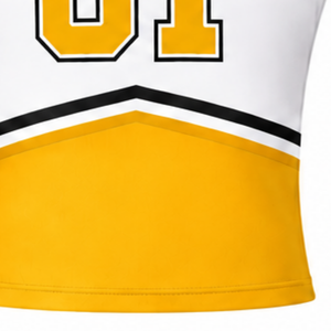 Haut d'uniforme de cheerleading jaune sans manches, col en V, pour entraînement de danse d'équipe, compétition, vêtements de sport - Product Image 6