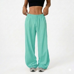 Pantalon décontracté uni coupe droite, confortable, écologique, respirant, séchage rapide, imperméable, en polaire, avec cordon de serrage, pour l'été, coupe évasée - Product Image 6