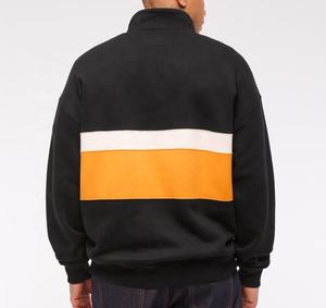 Sudadera de hombre negra con bloques de color, cuello alto, manga larga, casual, con cremallera de un cuarto, para golf - Product Image 6