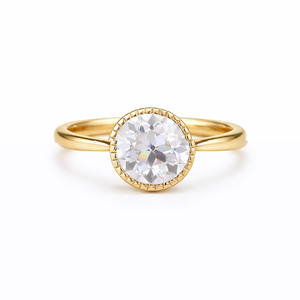 Bague solitaire en or jaune véritable 14K 18K avec diamant de laboratoire taille ronde, pour mariage, fiançailles, promesse, cadeau de Saint-Valentin pour femme - Product Image 5