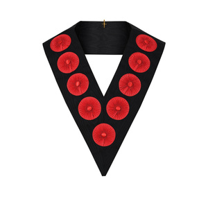Scottish Rite 9th Degree Regalia Collar Black Moire with Handcrafted <b>Red</b> Rosettes Wholesale Ceremonial Collar Premium Regalia - Product Image 1