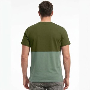 T-shirt color block à col rond, coupe slim, en coton, manches courtes, style streetwear bicolore, pour l'été, à prix abordable - Product Image 2