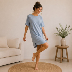 Ensemble de pyjama décontracté en tricot respirant pour femme, avec short et haut à manches courtes, taille élastique, idéal pour l'été - Product Image 2
