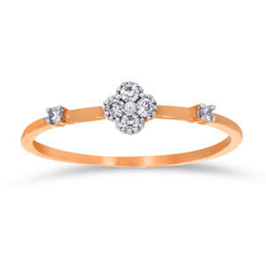 Premium Rose Gold Diamond Ring for Women, Marquise 0.35 Ct, Leaf-Shaped Cluster, <b>Studded</b> Halo, Wholesale Engagement Ring - Product Image 1