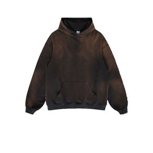 เสื้อฮู้ดดี้โอเวอร์ไซส์ผู้ชาย สีพื้น ผ้าฝ้ายฟอก เฟรนช์เทอร์รี่ สวมใส่สบายๆ สำหรับฤดูใบไม้ร่วง มีกระเป๋า ดีไซน์เรียบง่าย ทรงปกติ - Product Image 3
