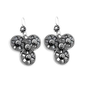 Boucles d'oreilles clous florales en argent sterling 925 oxydé, faites à la main, style bohème vintage, bijoux de déclaration, certifiées, cadeau pour fête - Product Image 3