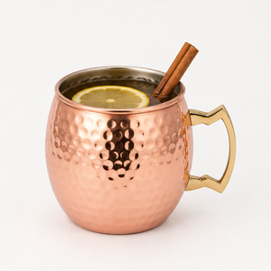 Mug à Moscow Mule en cuivre pur martelé artisanal de qualité supérieure avec poignée en laiton massif, logo personnalisé, qualité alimentaire, pour cocktails et bières - Product Image 4