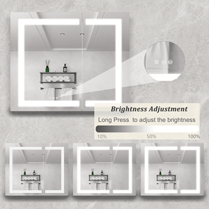 Specchio LED da Bagno 36x30 Pollici con Superficie Antiappannamento, Armadietto con Doppia Porta e Ampio Spazio di Stoccaggio, 3000K - Product Image 2