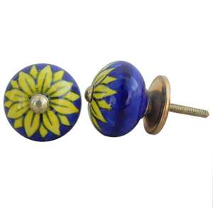 Handmade Navy Blue Floral Ceramic Cabinet <b>Knobs</b> Kitchen Drawer <b>Door</b> Handles High Quality Wholesale Supplier - Product Image 2