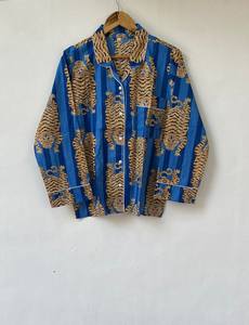 Ensemble de pyjama coordonné pour femmes Naaz Textile, imprimé à rayures de tigre, vêtements de détente et de sommeil décontractés d'été, pyjama en coton - Product Image 6