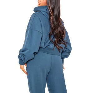 Sudadera deportiva informal de lana para mujer, pantalones de chándal, moda callejera, ropa para correr de algodón de dos piezas, transpirable para la temporada de invierno - Product Image 4