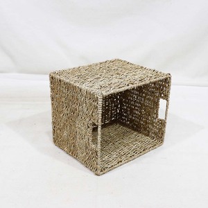 Panier de rangement multifonctionnel en jonc de mer naturel tressé, écologique, avec poignées découpées, pour décoration d'étagère de placard - Product Image 3