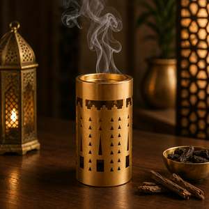 Brûleur d'encens arabe moderne en métal Mabkhara, support de parfum Oud de qualité supérieure, décoration islamique pour la maison, fournisseur en gros - Product Image 1