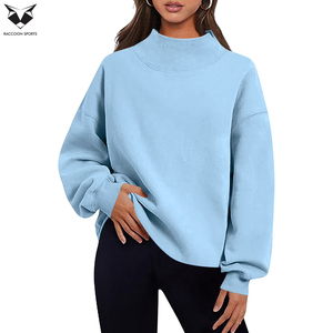 Custom Women <b>Mock</b> <b>Neck</b> Sweatshirt Oversized Pullover Long Sleeve Fleece Warm Breathable Eco-Friendly Casual Streetwear Autumn - Product Image 2