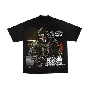 T-shirt pour homme en coton 100% personnalisé, 280 g/m², en molleton français noir, à manches longues, imprimé avec des strass, respirant, taille oversize - Product Image 2