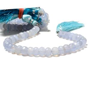 Perles facettées en agate dentelle bleue, perles en agate dentelle bleu clair, brin de pierres précieuses pour la création de bijoux DIY - Product Image 1