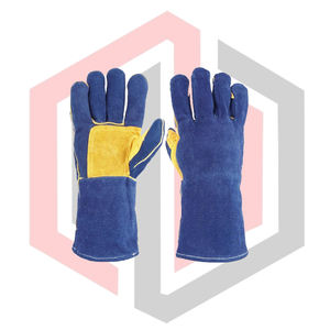 Blue Leather Stitched Working Gloves Lining Full Safety Anti-static <b>Fire</b> Fighting Flexible Breathable Tear-Resistant - Product Image 1