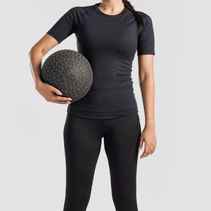 T-shirt de compression grande taille avec broderie de logo personnalisé, motif plumes, coupe ajustée, basique, pour loisirs, gym, entraînement sportif, musculation - Product Image 3