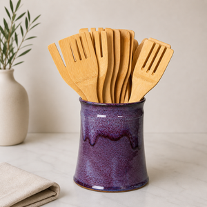 Porcelain <b>Utensil</b> <b>Holder</b> Gloss Fired Finish High Density Chip Resistant Wide Mouth Stable <b>Kitchen</b> Counter Storage Organizer - Product Image 6