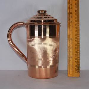 Copper elegant jug with lid and glass set metal drinkware for <b>water</b> juice serving durable reusable kitchen dining - Product Image 4