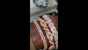Pulseras de tenis de oro macizo para hombre con moissanita y diamantes, corte esmeralda y engaste de canal, chapadas en oro rosa, joyería de lujo para fiestas - Product Image 4