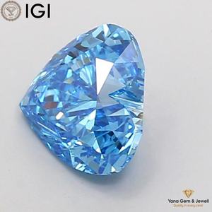 Diamante Cultivado en Laboratorio de 2.00 Quilates, Hermosa Forma de Corazón, Color Azul Intenso con Certificado IGI, Claridad VVS2, para Anillo - Product Image 5