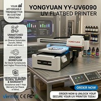 YONGYUAN 6090 imprimante à plat à jet d'encre UV 600mm * 900mm encre UV Machine d'impression automatique à lit de verre plat nouveau pour les coques de téléphone