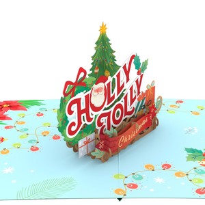 Merry Christmas 3D Pop up Card with Envelope for End Year Gift Happy Holly Joly in Nature Handmade Card Santa Clause. - Product Image 2