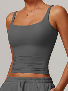 Débardeur de compression sans manches pour femme, personnalisable avec logo, respirant, pour le fitness, la gym, la course, le sport, le yoga, gilet uni vierge - Product Image 3