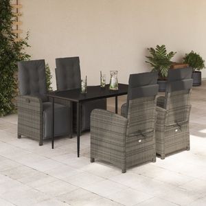 Set da Pranzo da Giardino in Rattan Grigio Scuro per 4 Persone, Resistente alle Intemperie, Design Contemporaneo - Product Image 3