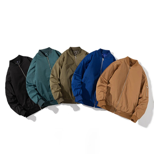 Blouson Bomber Homme Vert Olive Écologique Mego Industry Style Hip-Hop avec Fermeture Éclair Coupe-Vent Décontracté pour l'Automne - Product Image 2